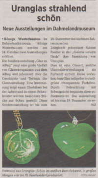 Uranglas strahlend sch&ouml;n, Wochenspiegel, 11.10.2017