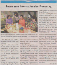 Rosen zum internationalen Frauentag, Wochenspiegel, 25.03.2017