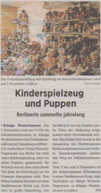 Kinderspielzeug und Puppen, Wochenspiegel, 04.11.2017