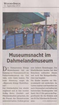 Museumsnacht im Dahmelandmuseum, WochenSpiegel, 12.09.2018